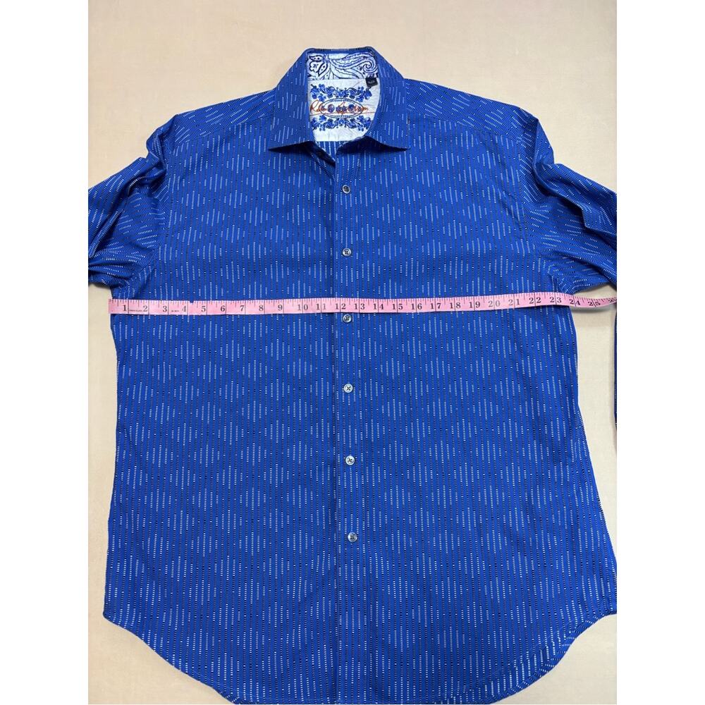 Robert Graham Royal Blue Long Sleeve Shirt w/ Diamond Pattern Men's Size XL - Picture 3 of 6